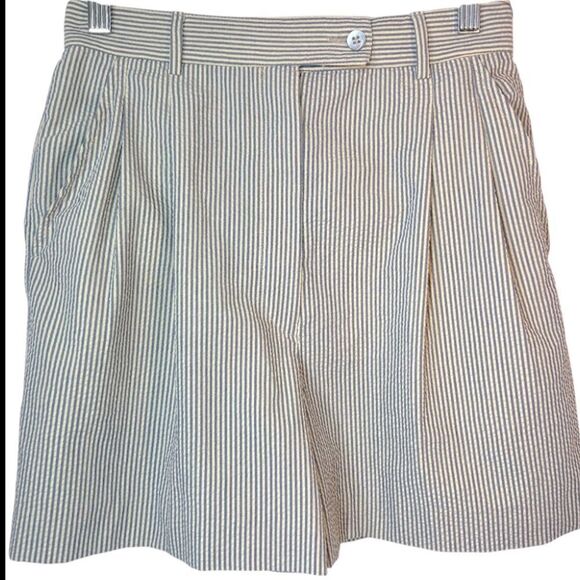 biella collezioni maria luisa b Womans Seersucker Shorts blue White 42 Us 6Italy - Picture 1 of 12